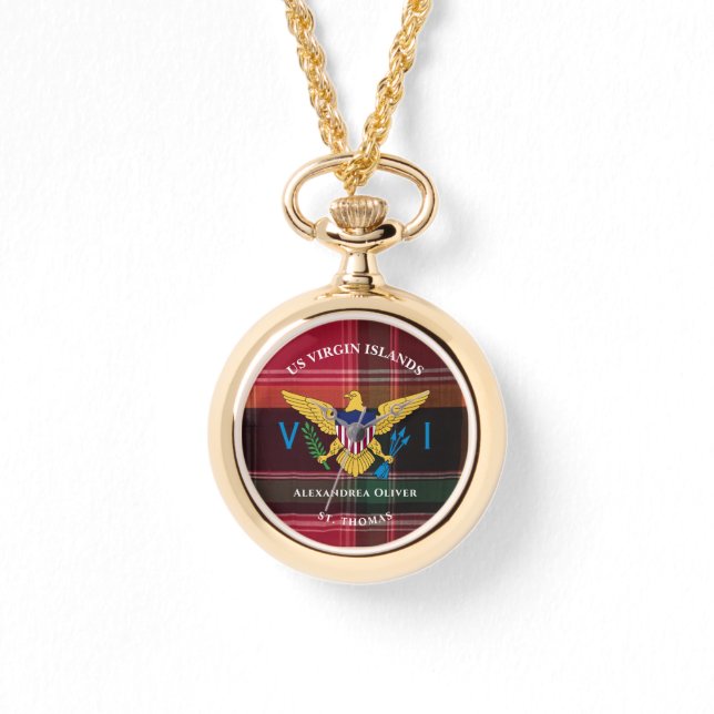 Amerikanska Jungfruöarna Flagga St. Thomas Madras  Armbandsur (Framsida)