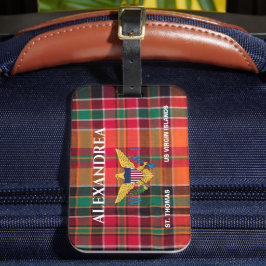 Amerikanska Jungfruöarna Flagga St. Thomas Madras Bagagebricka