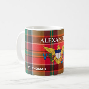 Amerikanska Jungfruöarna Flagga St. Thomas Madras Kaffemugg