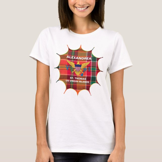 Amerikanska Jungfruöarna Flagga St. Thomas Madras  T Shirt (Framsida)