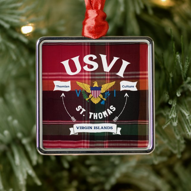 Amerikanska Jungfruöarna Flagga St. Thomas USVI Ju Julgransprydnad Metall (Träd)