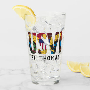 Amerikanska Jungfruöarna Flagga St. Thomas USVI Ma Glaskopp