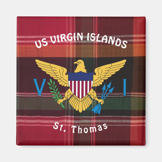 Amerikanska Jungfruöarna Flagga St. Thomas USVI Ma Magnet (Framsidan)