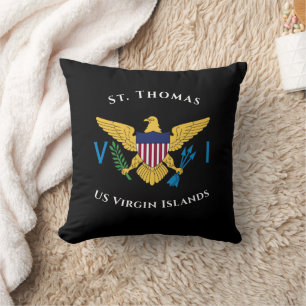 Amerikanska Jungfruöarna Flagga St. Thomas USVI T Kudde