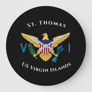 Amerikanska Jungfruöarna Flagga St. Thomas USVI Tr Stor Klocka