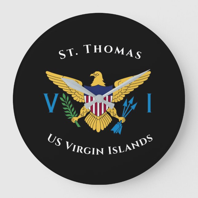 Amerikanska Jungfruöarna Flagga St. Thomas USVI Tr Stor Klocka (Framsida)