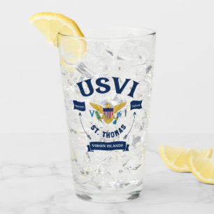 Amerikanska Jungfruöarna Flagga St. Thomas USVI Vä Glaskopp