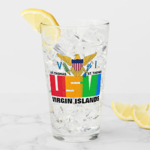 Amerikanska Jungfruöarna Flagga St. Thomas USVI Vä Glaskopp