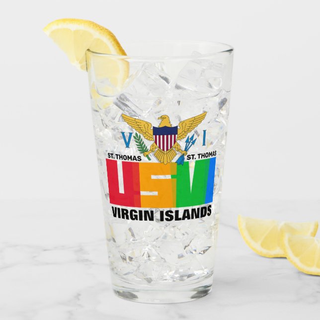 Amerikanska Jungfruöarna Flagga St. Thomas USVI Vä Glaskopp (Framsida Ice)