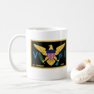 Amerikanska Jungfruöarna Flagga St. Thomas USVI Vä Kaffemugg