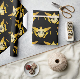 Amerikanska Jungfruöarna Flagga Svart och Guld Presentpapper