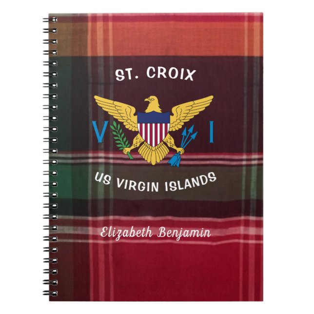 Amerikanska Jungfruöarna Flagga USVI St. Croix Mad Anteckningsbok (Framsidan)