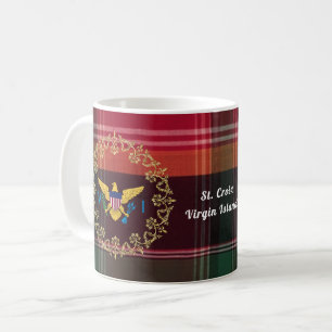 Amerikanska Jungfruöarna Flaggor USVI Madras Play Kaffemugg