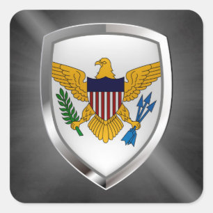 Amerikanska Jungfruöarna Metallic Emblem Fyrkantigt Klistermärke