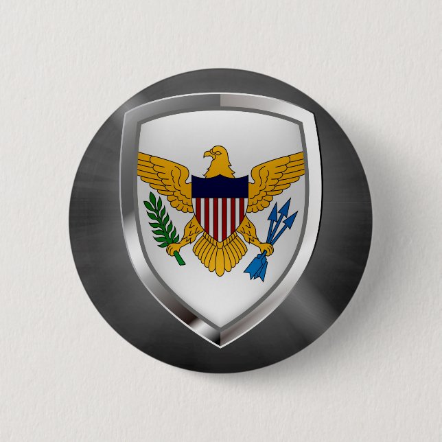 Amerikanska Jungfruöarna Metallic Emblem Knapp (Framsida)