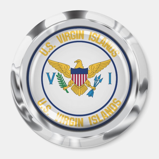 Amerikanska Jungfruöarna Round Emblem Magnet (Framsidan)