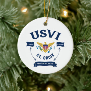 Amerikanska Jungfruöarna St. Croix Crucian USVI Julgransprydnad Keramik