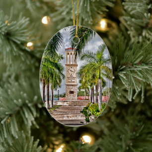 Amerikanska Jungfruöarna St. Croix USVI Clock Torn Julgransprydnad Keramik