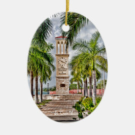 Amerikanska Jungfruöarna St. Croix USVI Clock Torn Julgransprydnad Keramik