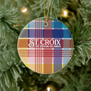 Amerikanska Jungfruöarna St. Croix USVI Madras Jul Julgransprydnad Keramik