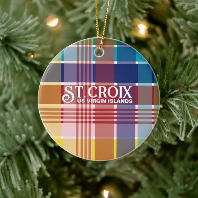 Amerikanska Jungfruöarna St. Croix USVI Madras Jul Julgransprydnad Keramik (Träd)