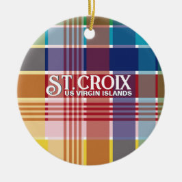 Amerikanska Jungfruöarna St. Croix USVI Madras Jul Julgransprydnad Keramik