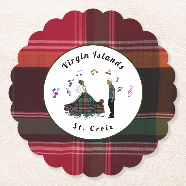 Amerikanska Jungfruöarna St. Croix USVI Madras Underlägg Papper (Framsida)