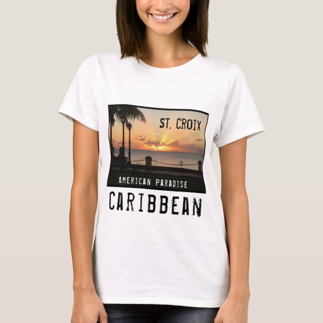 Amerikanska Jungfruöarna St. Croix USVI Sunset Tro T Shirt (Framsida)