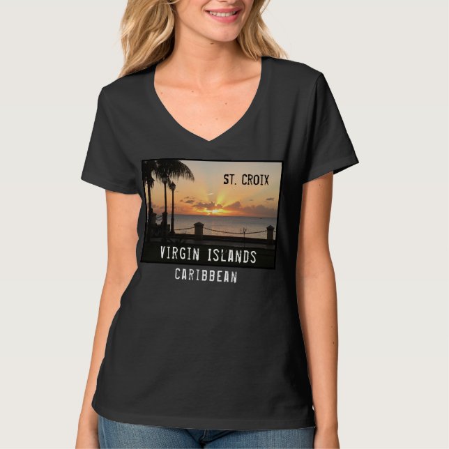 Amerikanska Jungfruöarna St. Croix USVI Sunset Tro T Shirt (Framsida)