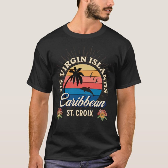 Amerikanska Jungfruöarna St. Croix USVI Tropical T Shirt (Framsida)