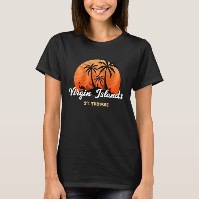 Amerikanska Jungfruöarna St. Thomas USVI Sunset Ha T Shirt (Framsida)