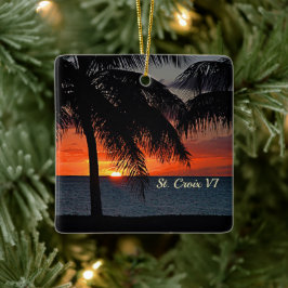 Amerikanska Jungfruöarna Sunset St. Croix USVI Jul Julgransprydnad Keramik
