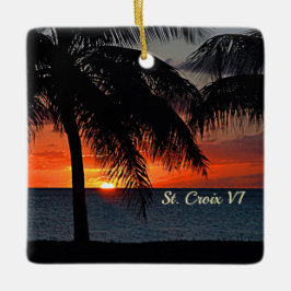 Amerikanska Jungfruöarna Sunset St. Croix USVI Jul Julgransprydnad Keramik