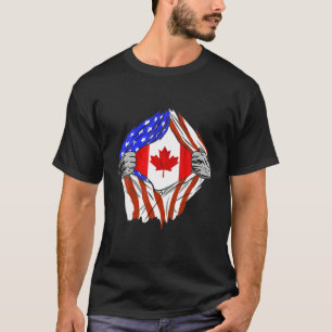 Amerikanska kanadensiska Flagga Chest Canadian Roo T Shirt