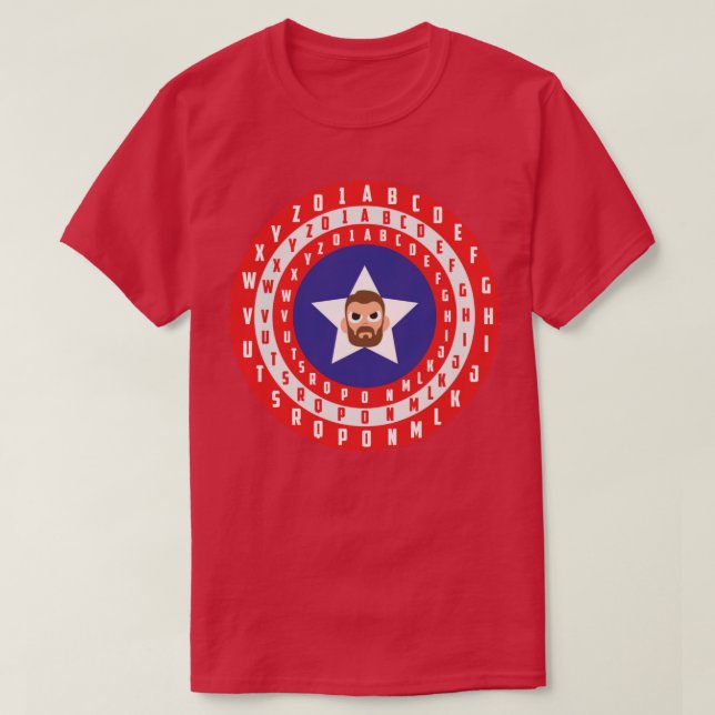 Amerikanska kapten Typography Shield T Shirt (Design framsida)