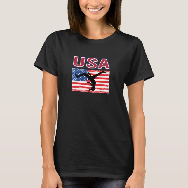 Amerikanska Kärlek Gymnast Gymnastics vid sommarsp T Shirt (Framsida)