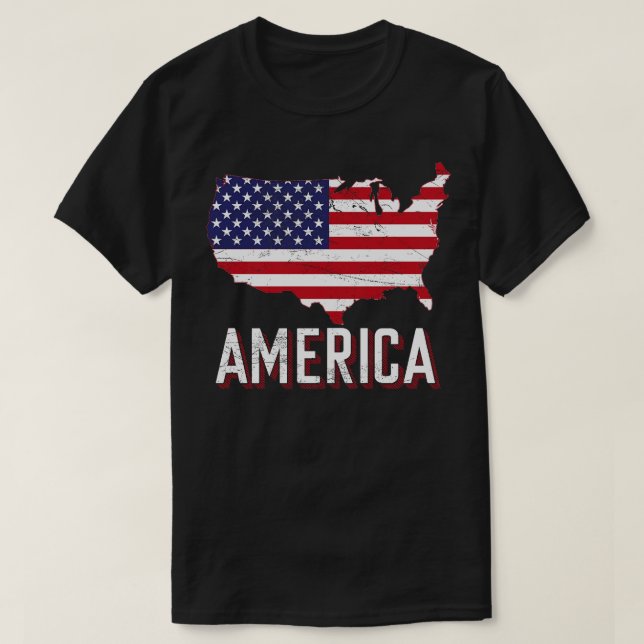Amerikanska Karta Flagga T Shirt (Design framsida)