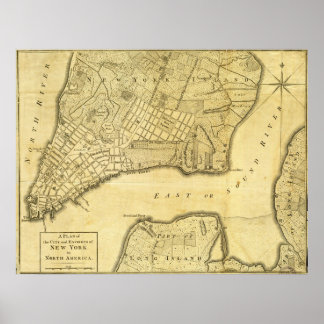 Amerikanska Karta i New York 1776 Poster