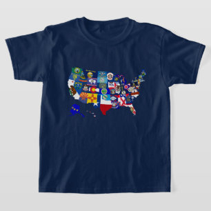 Amerikanska Karta Statsflaggor Mosaic T Shirt