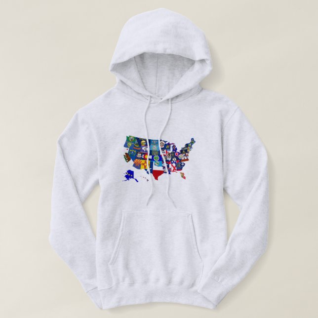 Amerikanska Karta Statsflaggors Mosaic Hoodie (Design framsida)