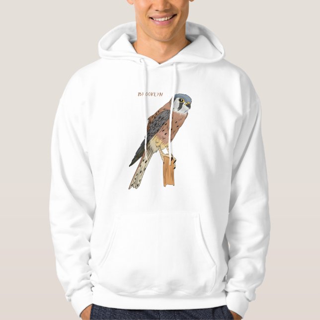 Amerikanska Kestrelfågelillustration Hoodie (Framsida)