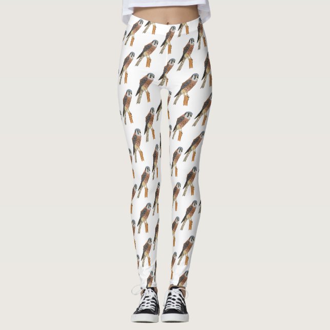 Amerikanska Kestrelfågelillustration Leggings (Framsida)