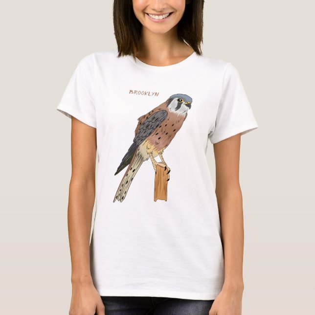 Amerikanska Kestrelfågelillustration T Shirt (Framsida)