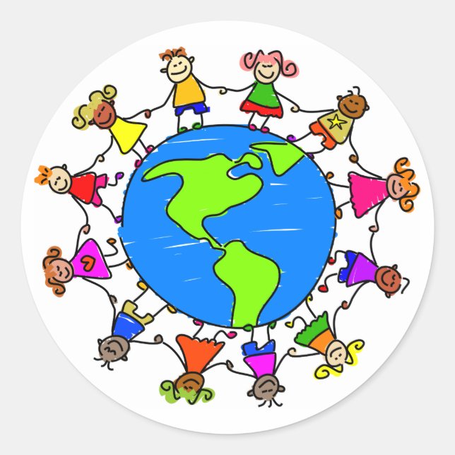 Amerikanska Kids Runt Klistermärke (Framsida)