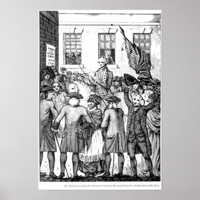 Amerikanska kolonister förklarade sig poster (Framsidan)
