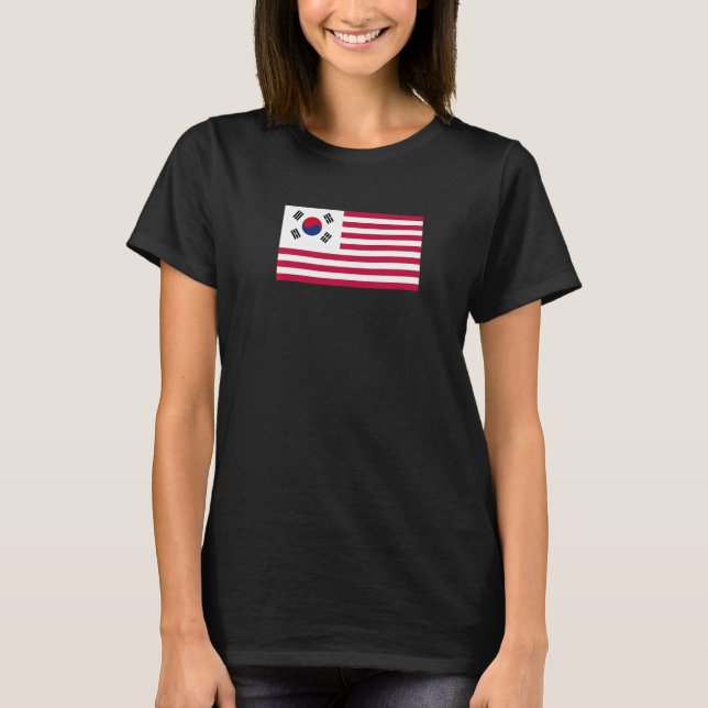 Amerikanska koreanska Flagga T Shirt (Framsida)