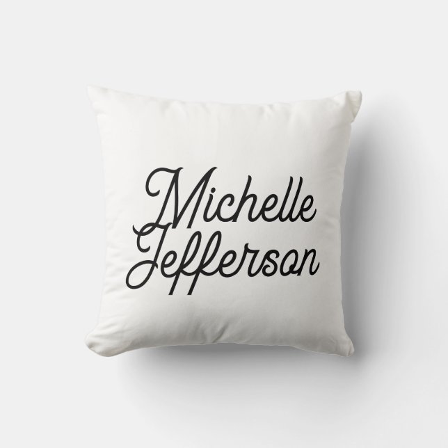 Amerikanska Kreativet Trendig White Black Calligra Kudde (Framsida)