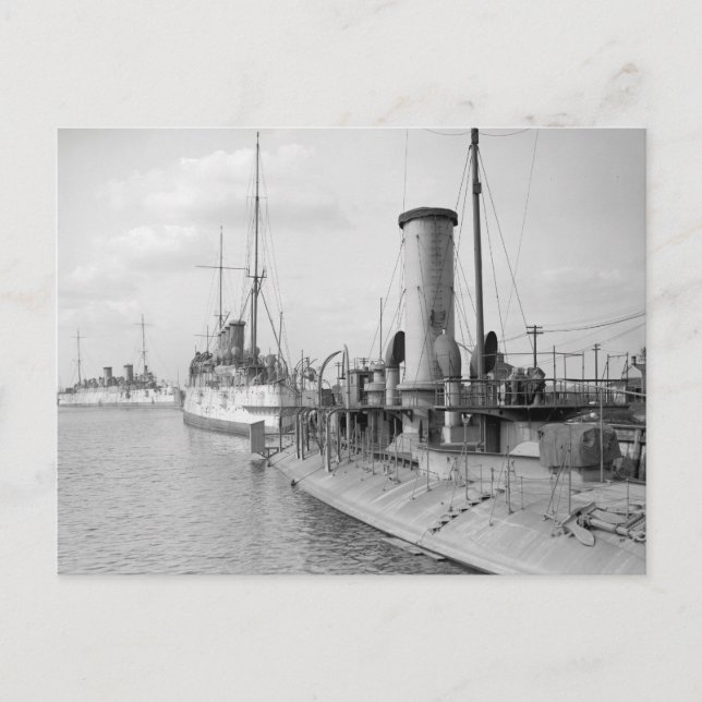 Amerikanska krigsfartyg i Philly 1910 Vykort (Framsida)