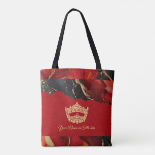 Amerikanska Krona Bläck Marble Tote Bag Tygkasse