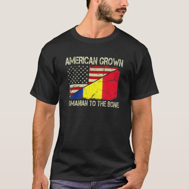 Amerikanska kronor i benets amerikanska Rumänien F T Shirt (Framsida)